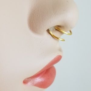 Fake Septum Gold Double Nose Ring Handmade